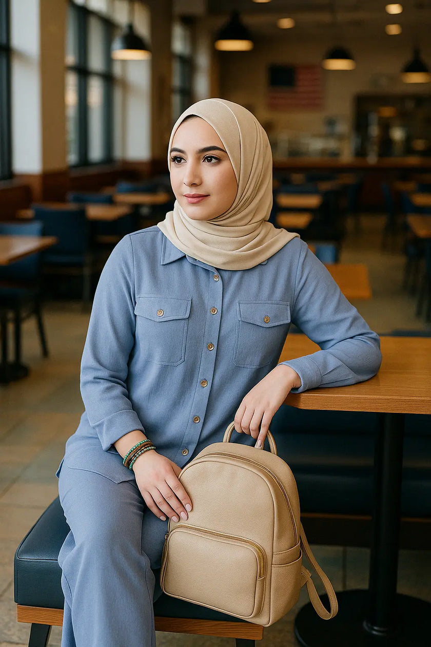 Linen Buttoned Co-ord Set – Summer Modest Outfit Zari Hijabeez