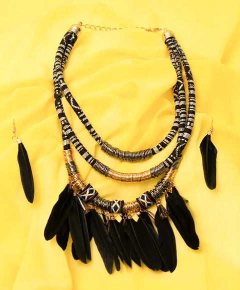 BlackBirdFeatherNecklace | Black
