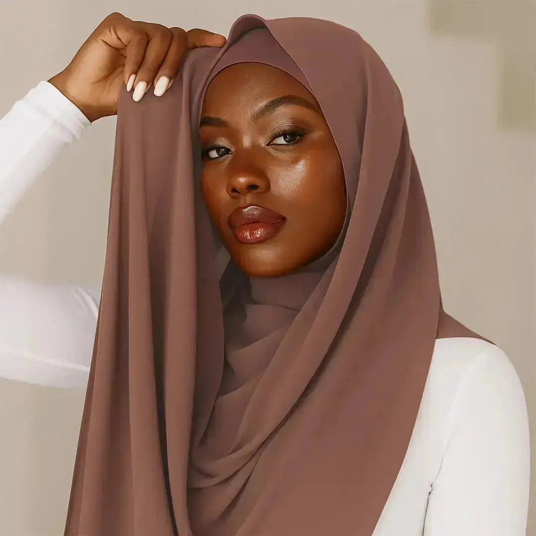 Coffee brown chiffon hijab with elegant modest design
Lightweight coffee hijab with flowy chiffon fabric
Stylish coffee color hijab perfect for daily and formal wear | Coffee Brown