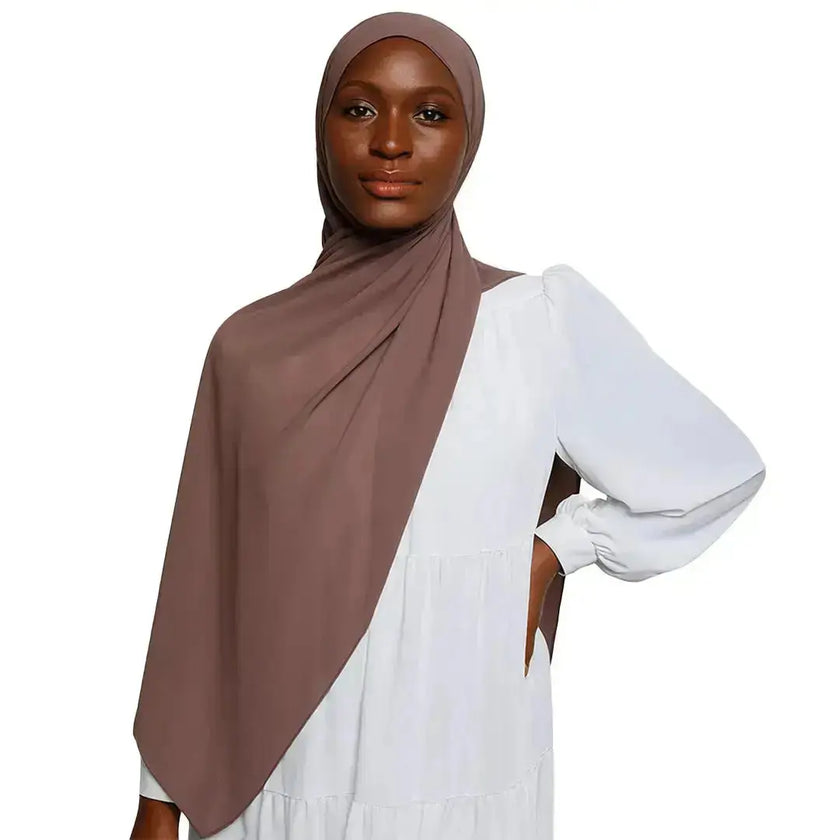 Coffee brown chiffon hijab with elegant modest design
Lightweight coffee hijab with flowy chiffon fabric
Stylish coffee color hijab perfect for daily and formal wear | Coffee Brown