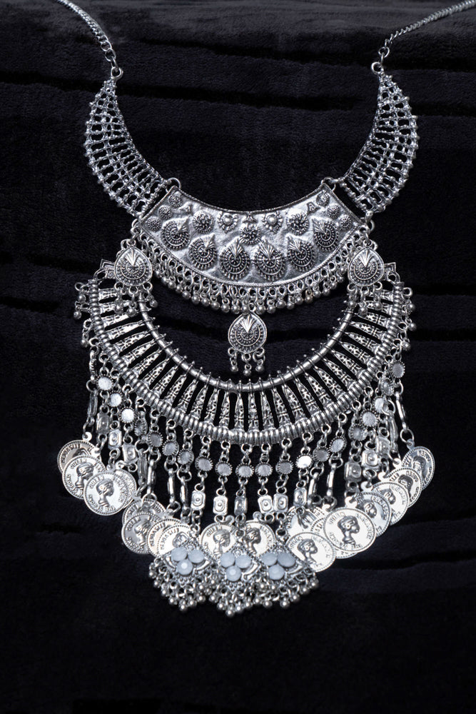 Antique Silver Necklace – Zari Hijabeez