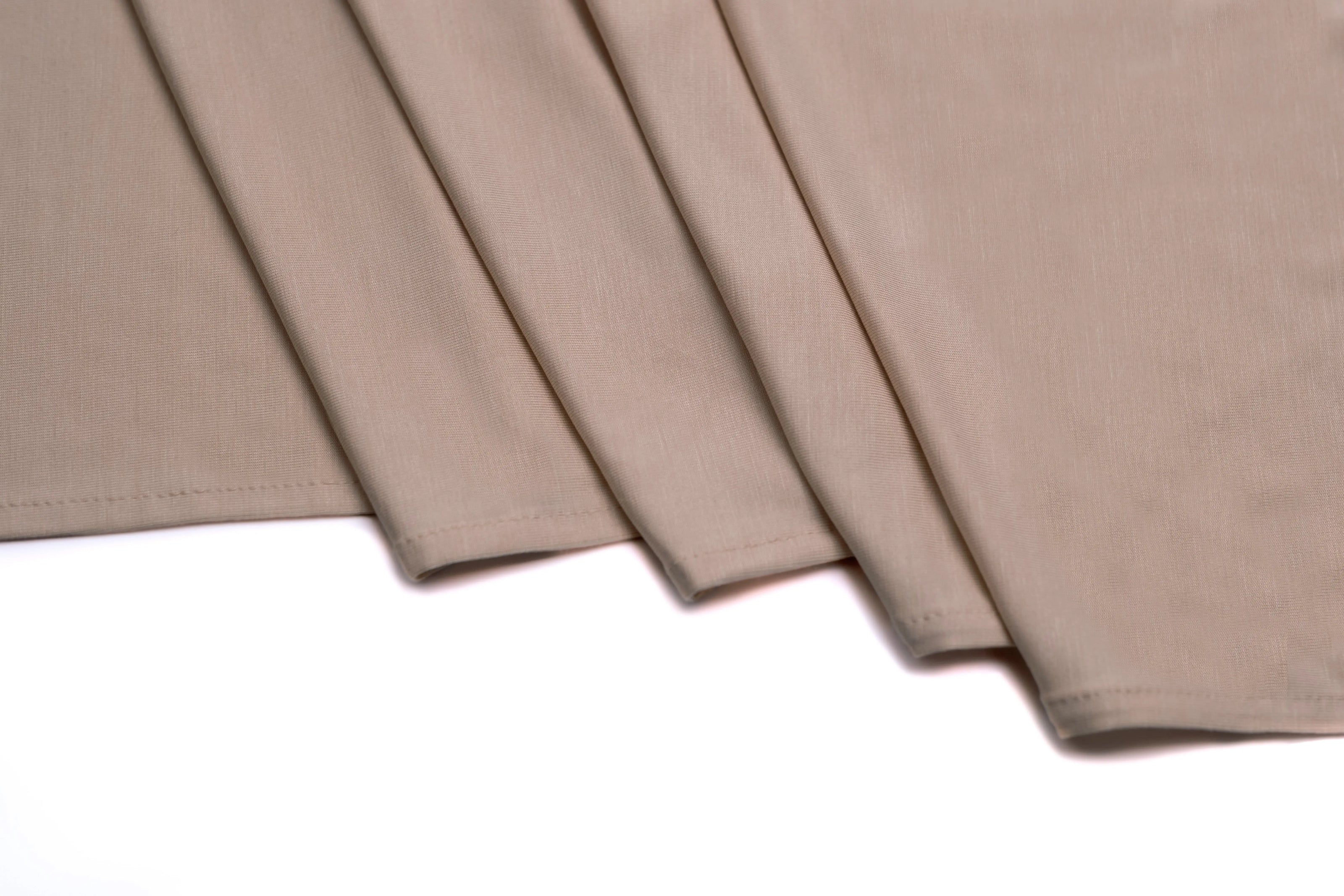 Bamboo jersey hijab, lightweight and breathable, made from eco-friendly bamboo and spandex blend. Perfect for modest fashion styling | Camel Beige