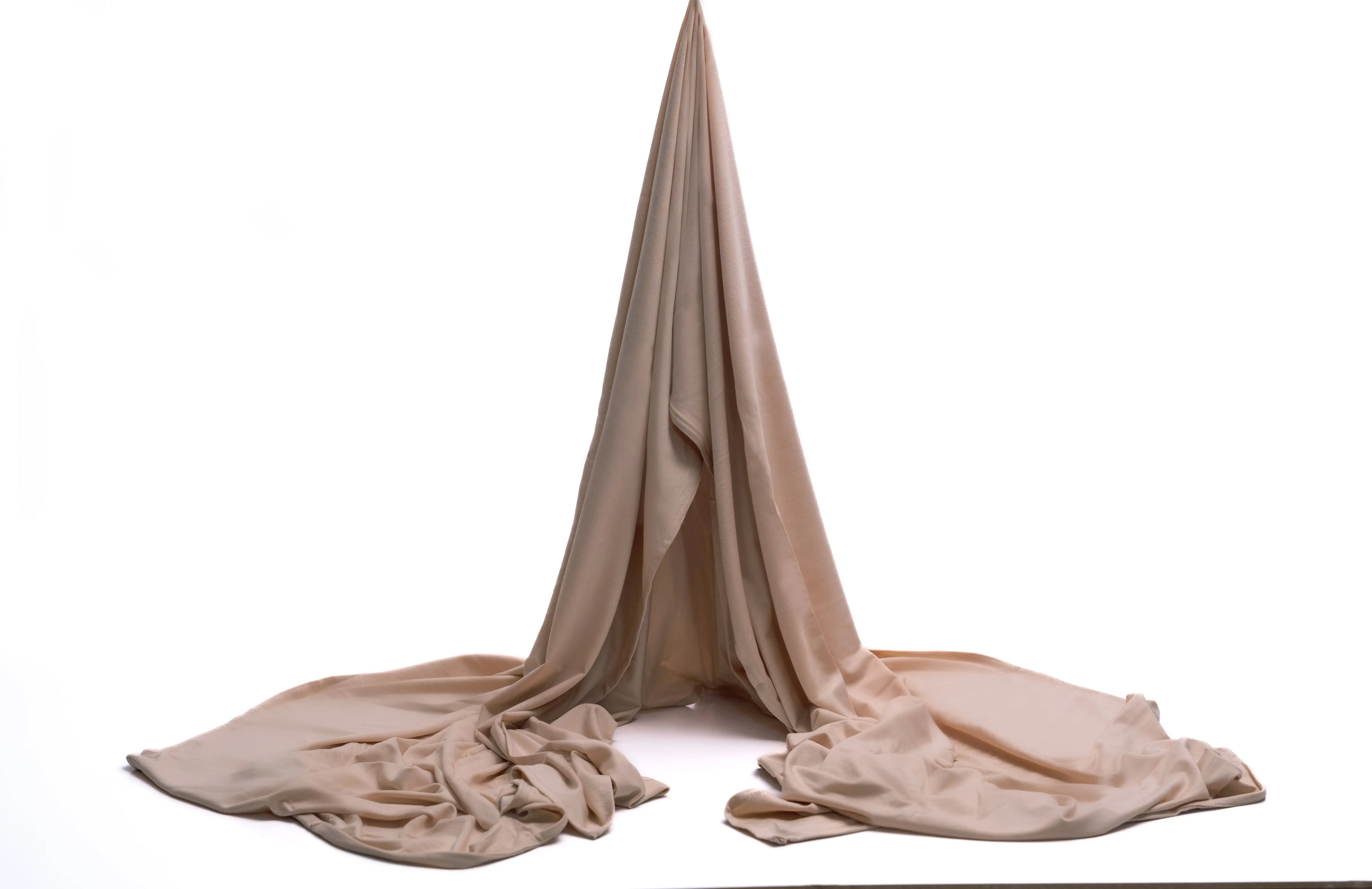 Bamboo jersey hijab, lightweight and breathable, made from eco-friendly bamboo and spandex blend. Perfect for modest fashion styling | Camel Beige