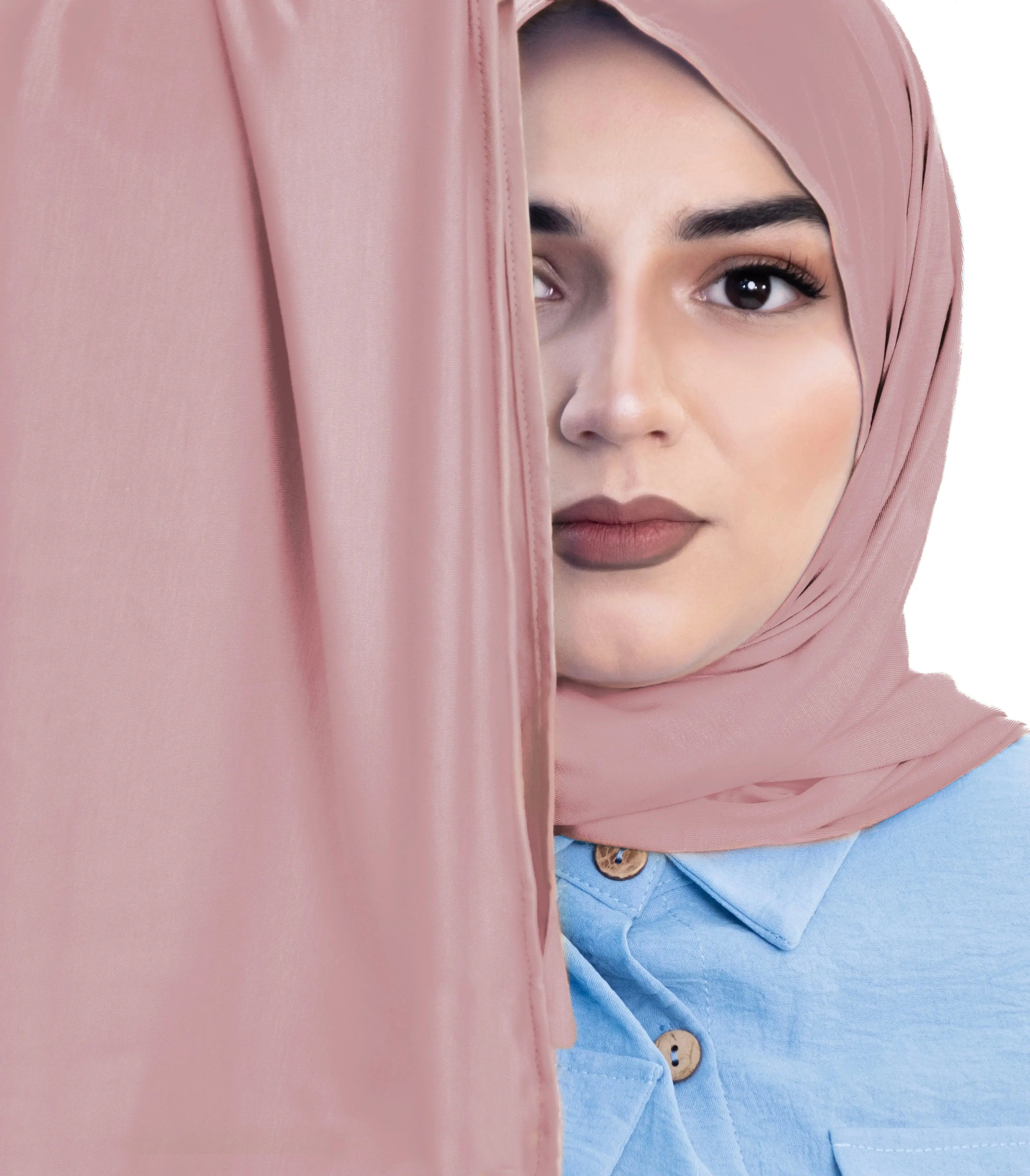 Bamboo jersey hijab, lightweight and breathable, made from eco-friendly bamboo and spandex blend. Perfect for modest fashion styling | Pink