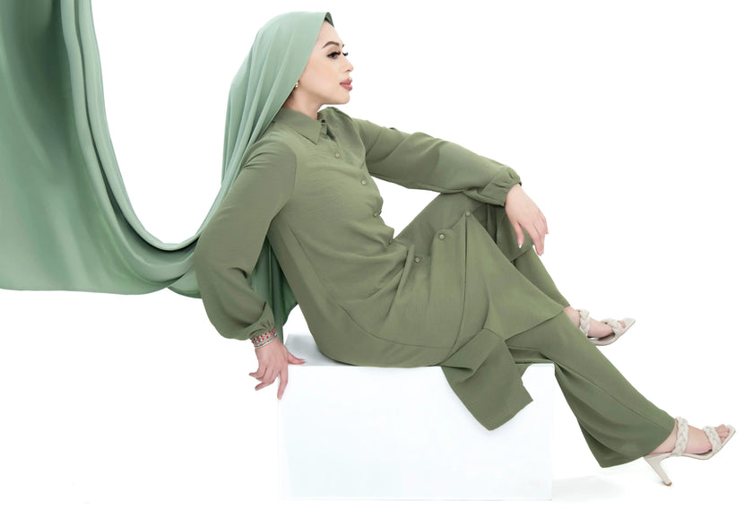 Bamboo jersey hijab, lightweight and breathable, made from eco-friendly bamboo and spandex blend. Perfect for modest fashion styling | Sage Green