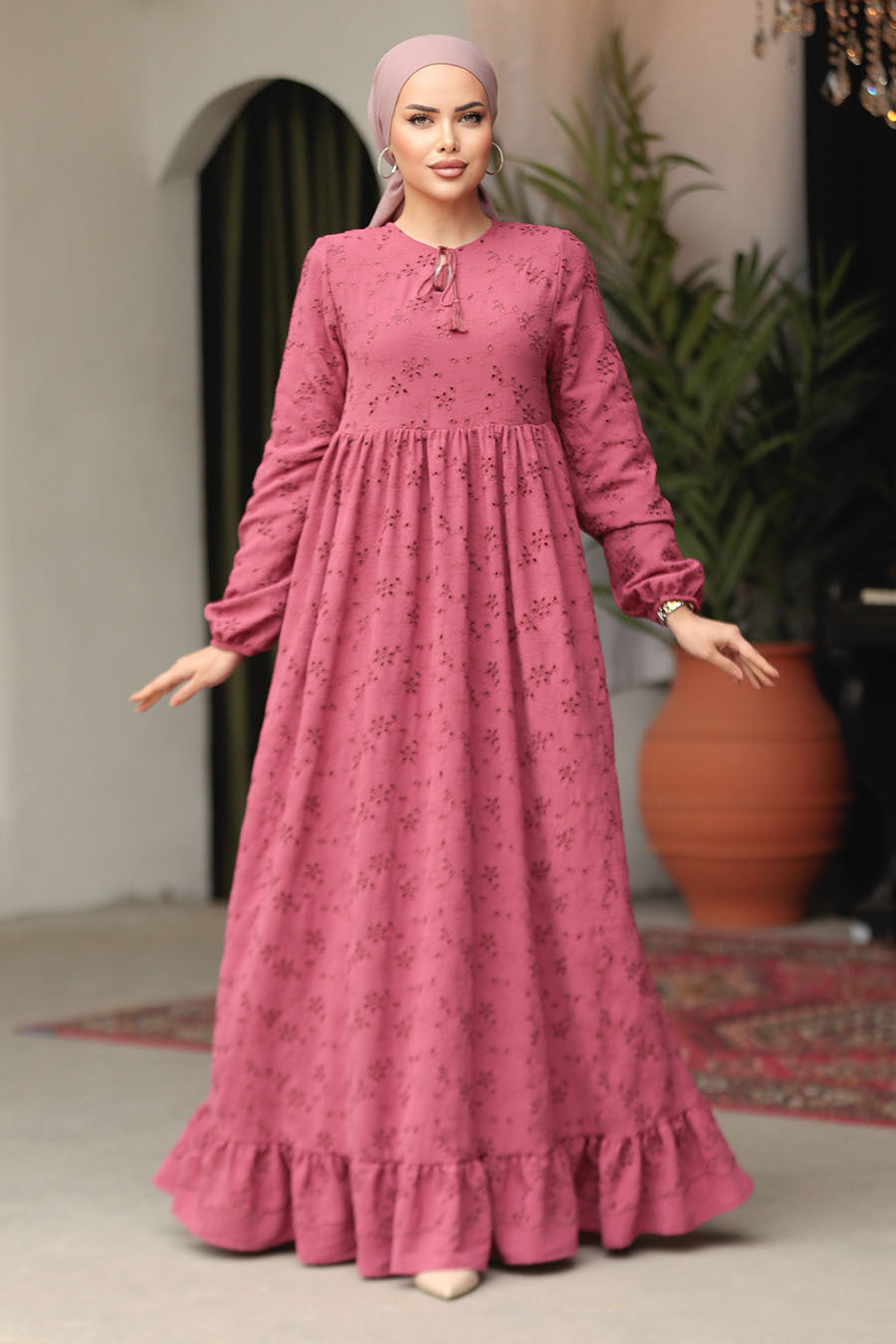 Embroidered Cotton Maxi Dress