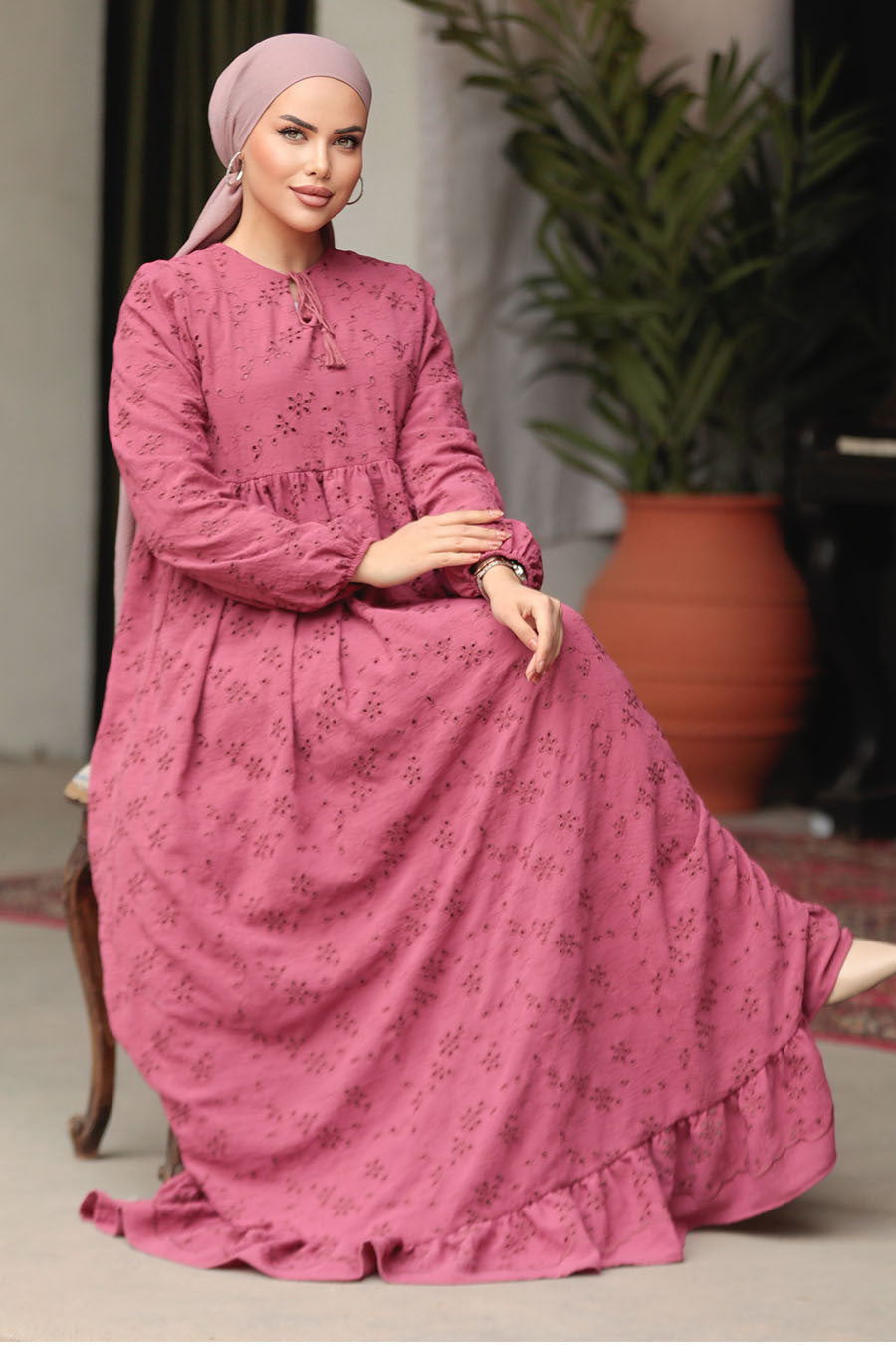Embroidered Cotton Maxi Dress