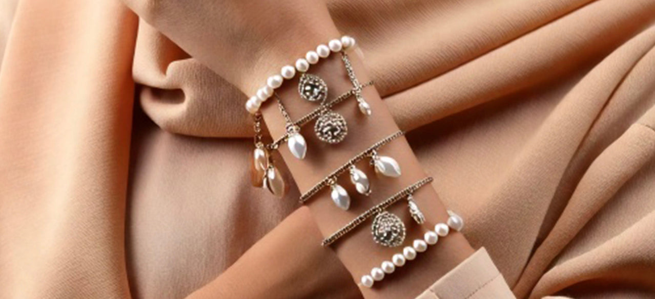 Discover Zari Hijabeez Jewelry Collection, featuring elegant necklaces, bracelets, earrings, and rings that perfectly complement modest fashion for Muslim women.