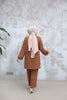 Elegant Modest 2-Piece Set with Pearl Button Detail – Brown