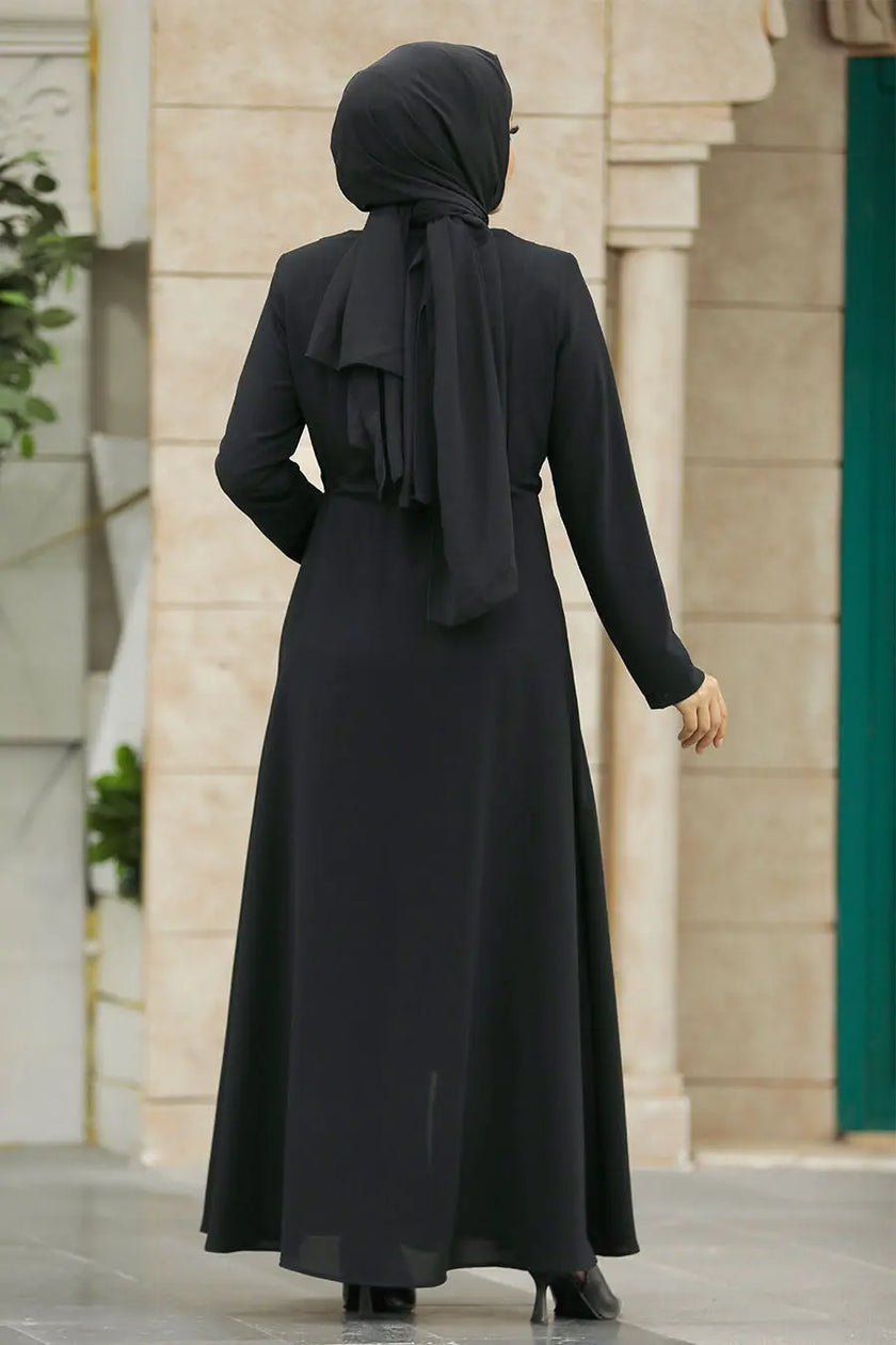 Modest Full Zipper Abaya with Side Pockets – Wrinkle-Free Design Zari Hijabeez