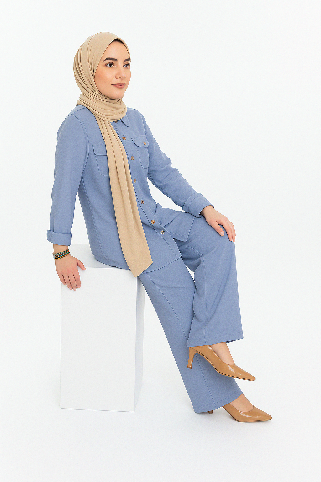Linen Buttoned Co-ord Set – Summer Modest Outfit
