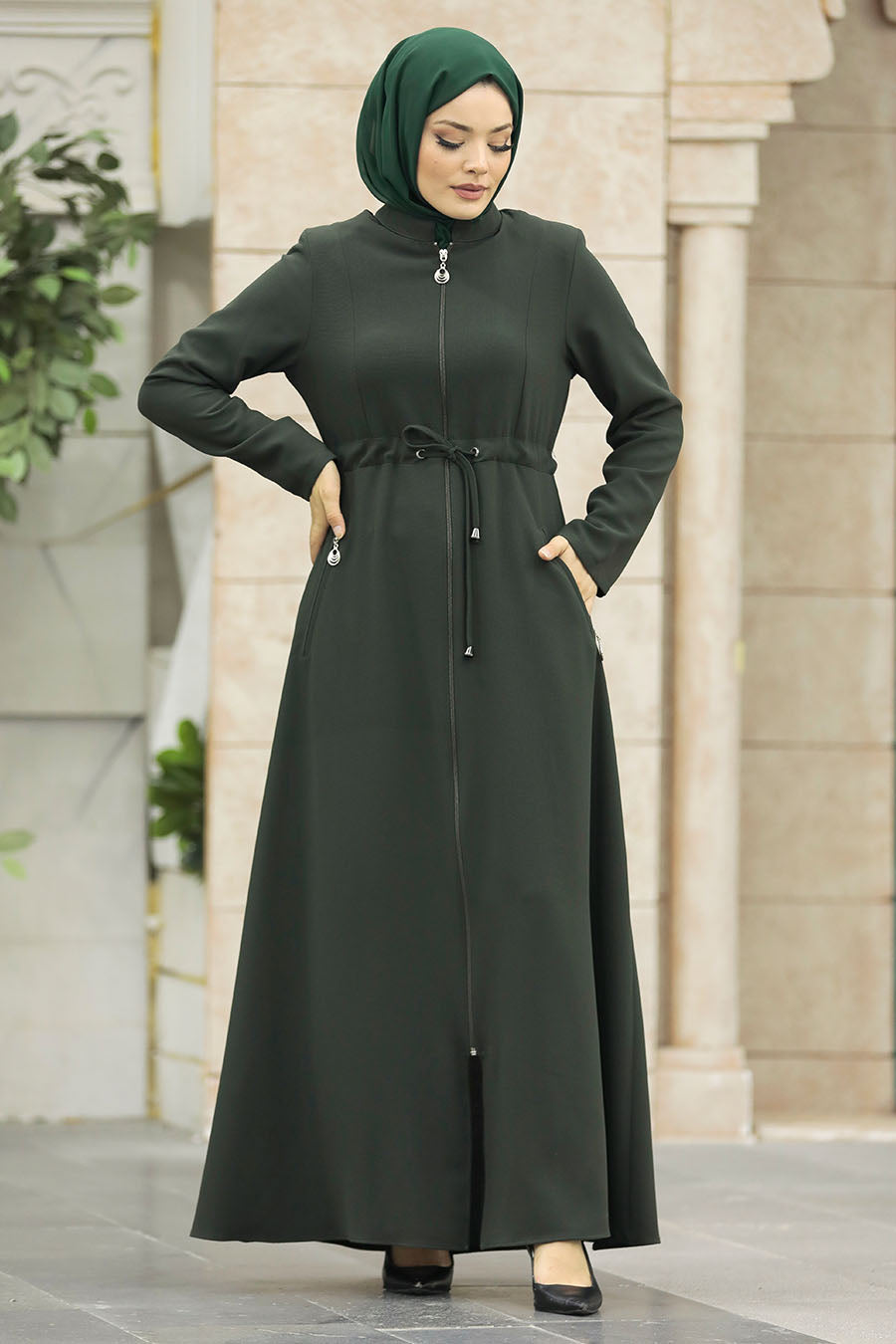 Modest Full Zipper Abaya with Side Pockets – Wrinkle-Free Design