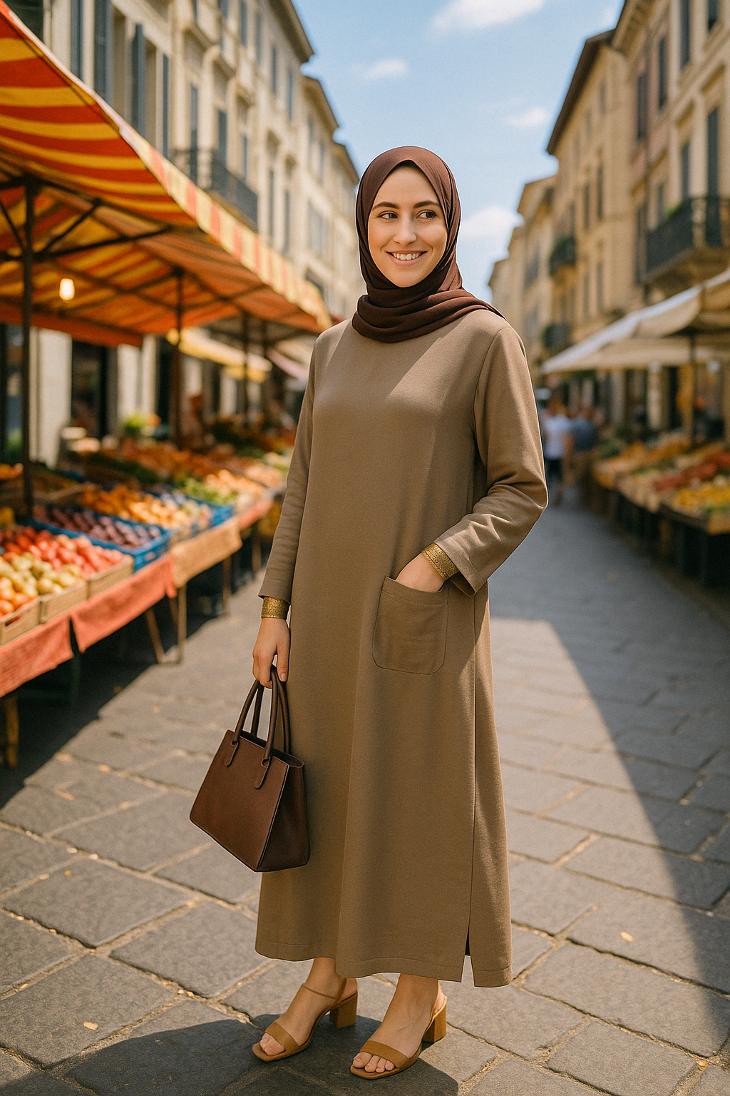 Mustard Long Shirt with Side Pocket in Soft Linen Fabric