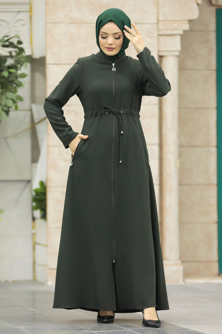 Modest Full Zipper Abaya with Side Pockets – Wrinkle-Free Design