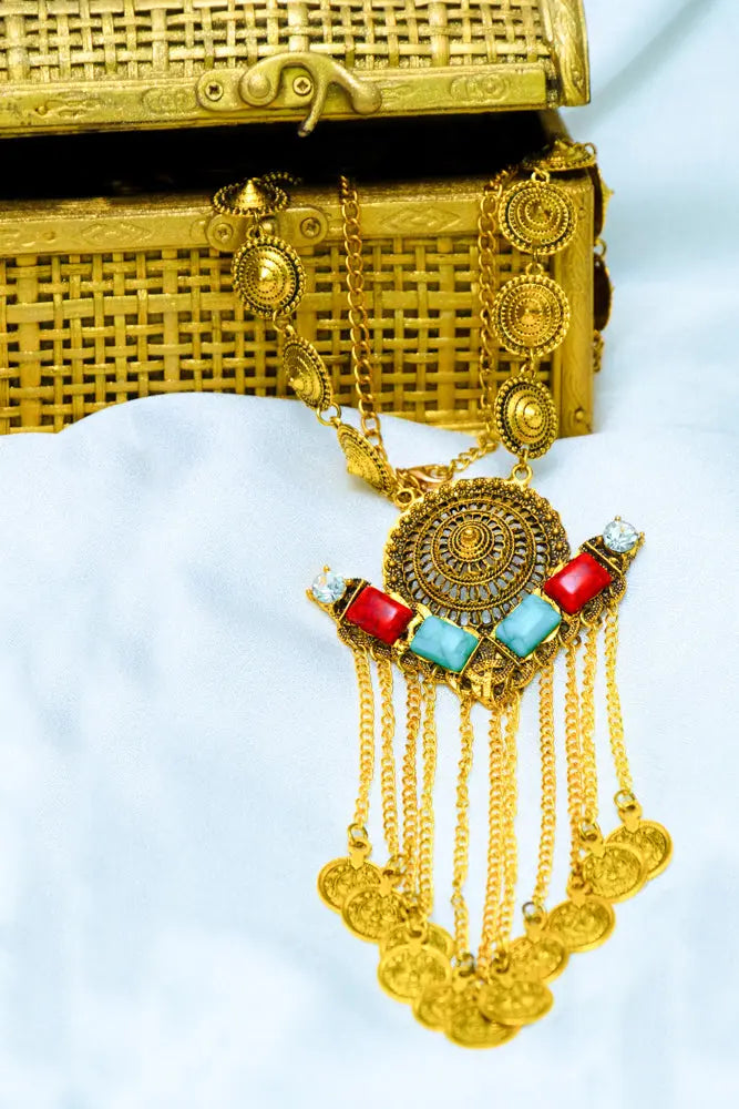 Antique Gold-Colored Necklace Zari Hijabeez