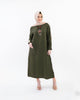 Long linen shirt with one side pocket, modest and comfortable for casual outings | Army Green