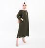 Long linen shirt with one side pocket, modest and comfortable for casual outings | Army Green