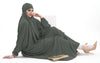 Comfortable and wrinkle-free one-piece hijab long abaya, offering effortless elegance and full coverage from neck to ankles | Army Green