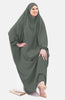 Comfortable and wrinkle-free one-piece hijab long abaya, offering effortless elegance and full coverage from neck to ankles | Army Green