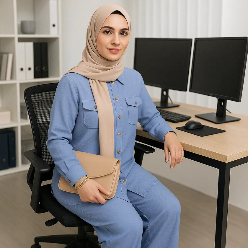 Linen Buttoned Co-ord Set – Summer Modest Outfit Zari Hijabeez