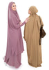 Comfortable and wrinkle-free one-piece hijab long abaya, offering effortless elegance and full coverage from neck to ankles | Beige Pink