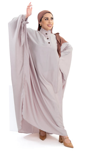 Soft silk stylish abaya featuring bow sleeves, crafted for comfort and sophistication | Light Pink