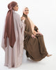 Soft silk stylish abaya featuring bow sleeves, crafted for comfort and sophistication | Light Pink Brown