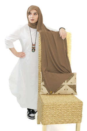 Premium soft silk long hijab, offering unparalleled elegance and luxury for your outfit | Beige