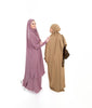 Comfortable and wrinkle-free one-piece hijab long abaya, offering effortless elegance and full coverage from neck to ankles | Mustard Pink