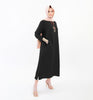 Long linen shirt with one side pocket, modest and comfortable for casual outings | Black