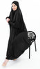 Soft One-Piece Full-Length Hijab Long Abaya with lace sleeves and elastic cuffs, designed for modest wear | Black