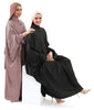 Soft silk stylish abaya featuring bow sleeves, crafted for comfort and sophistication | Black  Pink