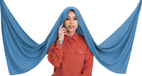 Elegant chiffon hijab, perfect for adding sophistication to any outfit | Blue