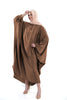 Soft silk stylish abaya featuring bow sleeves, crafted for comfort and sophistication | Brown