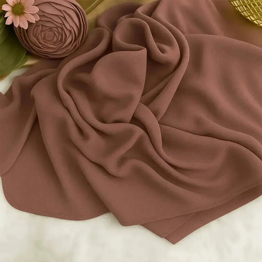 Coffee brown chiffon hijab with elegant modest design
Lightweight coffee hijab with flowy chiffon fabric
Stylish coffee color hijab perfect for daily and formal wear | Coffee Brown