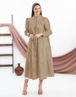 Cotton long dress for summer, breathable and lightweight for warm weather | Beige