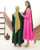 Cotton long dress for summer, breathable and lightweight for warm weather | Pink Green