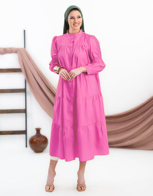 Cotton long dress for summer, breathable and lightweight for warm weather | Pink