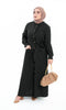 Green Cotton Long Coat Abaya for Summer | Black