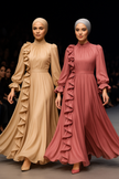 Elegant Ruffle Detail Modest Gown
