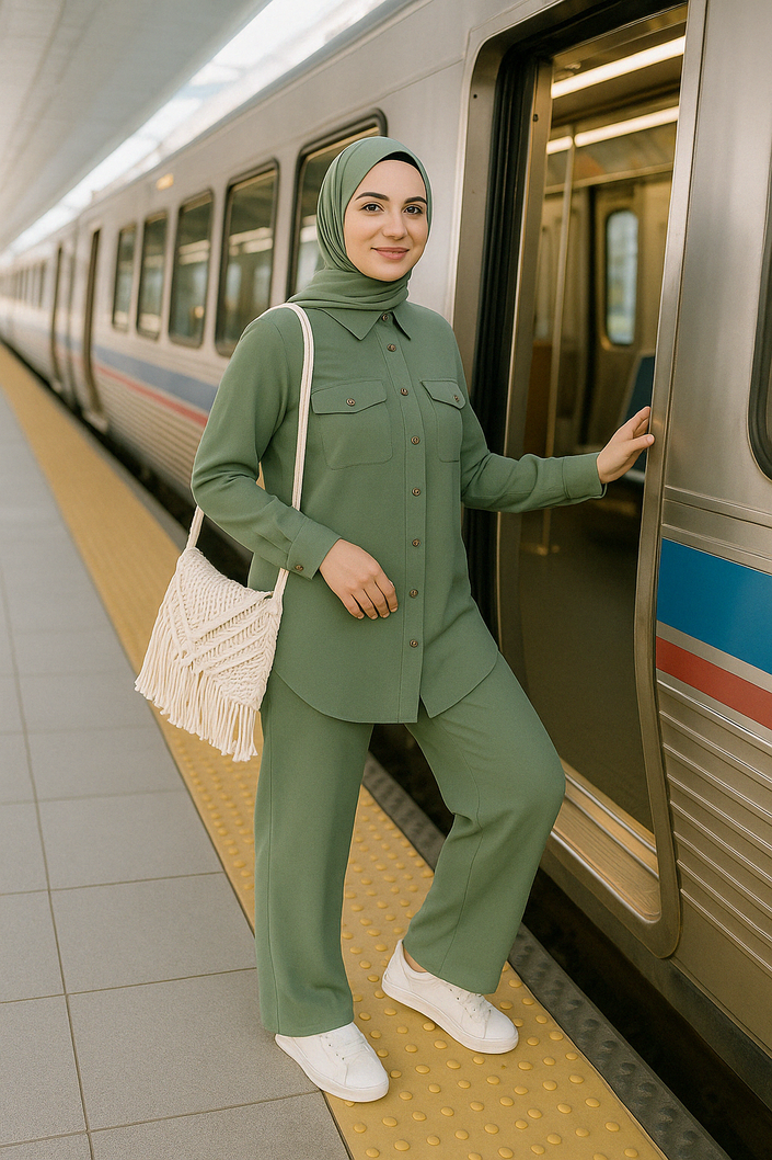 Linen Buttoned Co-ord Set – Summer Modest Outfit