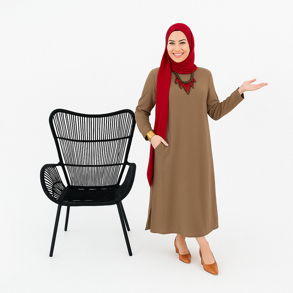 Mustard Long Shirt with Side Pocket in Soft Linen Fabric