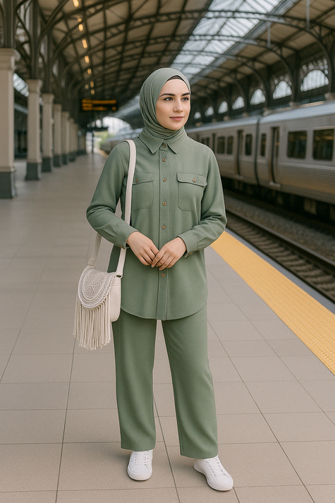 Linen Buttoned Co-ord Set – Summer Modest Outfit