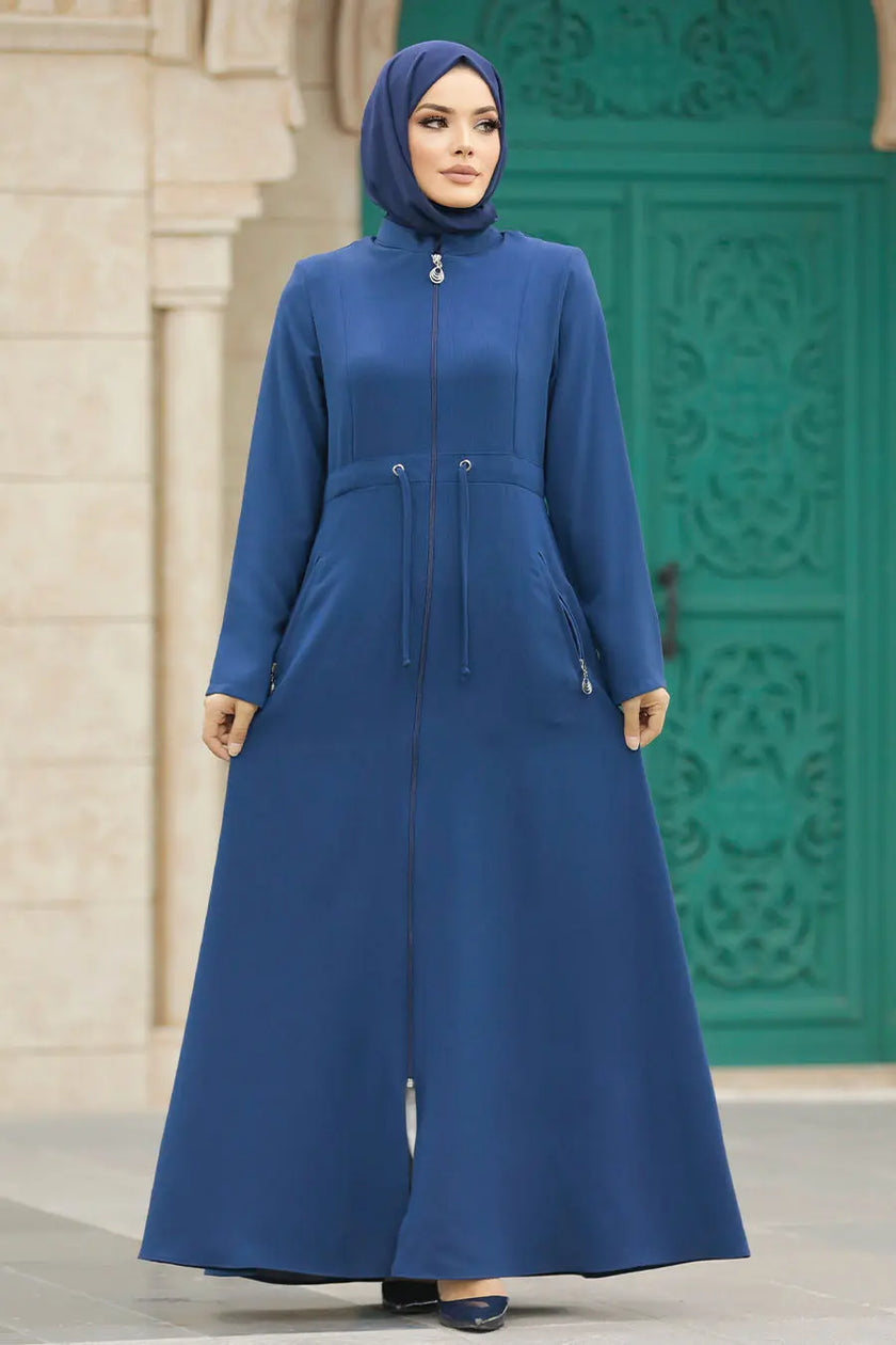Modest Full Zipper Abaya with Side Pockets – Wrinkle-Free Design Zari Hijabeez