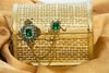 Antique rhinestone dual-sided brooch pin with chain for hijabs, adorned with sparkling rhinestones.