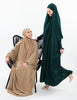 Soft One-Piece Full-Length Hijab Long Abaya with lace sleeves and elastic cuffs, designed for modest wear | Green