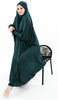 Soft One-Piece Full-Length Hijab Long Abaya with lace sleeves and elastic cuffs, designed for modest wear | Green