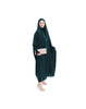 Soft One-Piece Full-Length Hijab Long Abaya with lace sleeves and elastic cuffs, designed for modest wear | Green