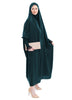 Soft One-Piece Full-Length Hijab Long Abaya with lace sleeves and elastic cuffs, designed for modest wear | Green