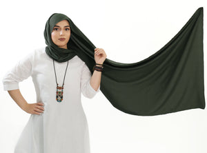 Premium soft silk long hijab, offering unparalleled elegance and luxury for your outfit. | Green